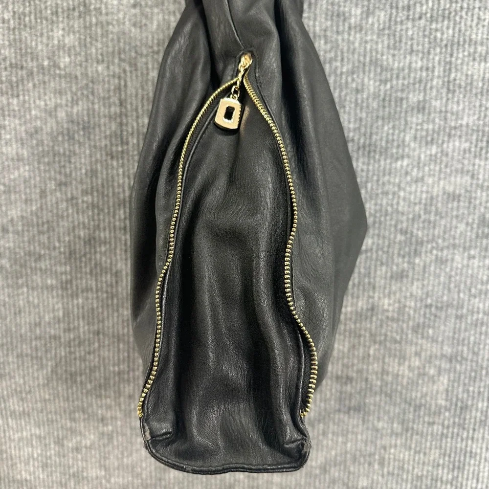 Imoshion Hobo Bag Women Large Black Good Faux Leather Snakeskin Zip Detail